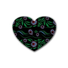 Folk Flowers Print Floral Pattern Ethnic Art Rubber Coaster (heart) by Eskimos