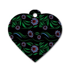 Folk Flowers Print Floral Pattern Ethnic Art Dog Tag Heart (one Side) by Eskimos