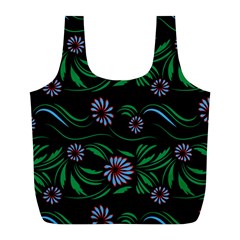 Folk Flowers Print Floral Pattern Ethnic Art Full Print Recycle Bag (l) by Eskimos