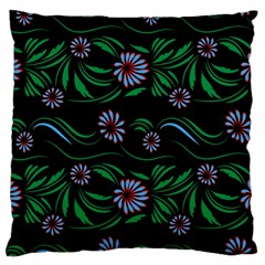 Folk Flowers Print Floral Pattern Ethnic Art Large Flano Cushion Case (two Sides) by Eskimos