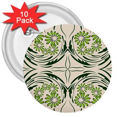 Folk Flowers Print Floral Pattern Ethnic Art 3  Buttons (10 Pack)  by Eskimos