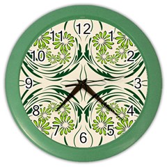 Folk Flowers Print Floral Pattern Ethnic Art Color Wall Clock by Eskimos