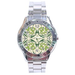 Folk Flowers Print Floral Pattern Ethnic Art Stainless Steel Analogue Watch by Eskimos