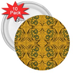 Folk Flowers Print Floral Pattern Ethnic Art 3  Buttons (10 Pack)  by Eskimos