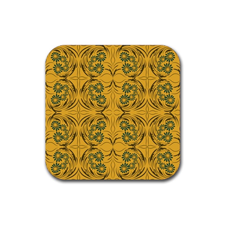 Folk flowers print Floral pattern Ethnic art Rubber Coaster (Square)