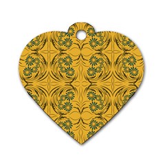 Folk Flowers Print Floral Pattern Ethnic Art Dog Tag Heart (one Side) by Eskimos