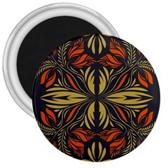 Folk Flowers Print Floral Pattern Ethnic Art 3  Magnets by Eskimos