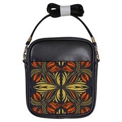 Folk Flowers Print Floral Pattern Ethnic Art Girls Sling Bag by Eskimos