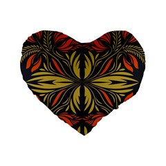 Folk Flowers Print Floral Pattern Ethnic Art Standard 16  Premium Heart Shape Cushions by Eskimos