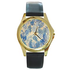 Fabric-b 001 Round Gold Metal Watch by nate14shop