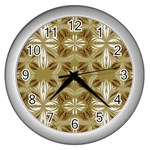 Folk flowers print Floral pattern Ethnic art Wall Clock (Silver) Front