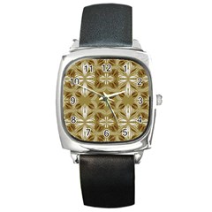 Folk Flowers Print Floral Pattern Ethnic Art Square Metal Watch by Eskimos