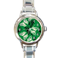 Folk Flowers Print Floral Pattern Ethnic Art Round Italian Charm Watch by Eskimos