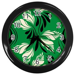 Folk Flowers Print Floral Pattern Ethnic Art Wall Clock (black) by Eskimos