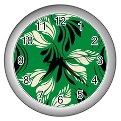 Folk Flowers Print Floral Pattern Ethnic Art Wall Clock (silver) by Eskimos