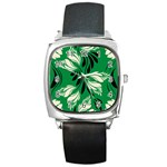 Folk flowers print Floral pattern Ethnic art Square Metal Watch Front