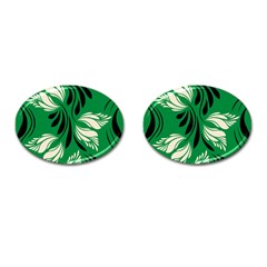 Folk Flowers Print Floral Pattern Ethnic Art Cufflinks (oval) by Eskimos