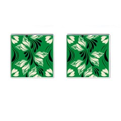 Folk Flowers Print Floral Pattern Ethnic Art Cufflinks (square) by Eskimos