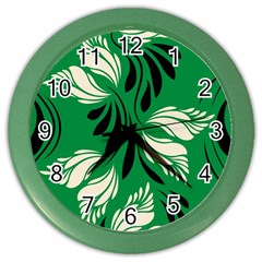 Folk Flowers Print Floral Pattern Ethnic Art Color Wall Clock by Eskimos