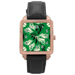 Folk Flowers Print Floral Pattern Ethnic Art Rose Gold Leather Watch  by Eskimos