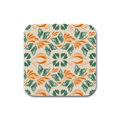 Folk flowers print Floral pattern Ethnic art Rubber Square Coaster (4 pack)