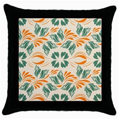 Folk Flowers Print Floral Pattern Ethnic Art Throw Pillow Case (black) by Eskimos