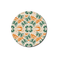 Folk flowers print Floral pattern Ethnic art Rubber Round Coaster (4 pack)