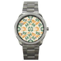 Folk Flowers Print Floral Pattern Ethnic Art Sport Metal Watch by Eskimos