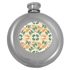 Folk flowers print Floral pattern Ethnic art Round Hip Flask (5 oz)