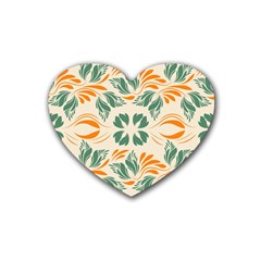 Folk Flowers Print Floral Pattern Ethnic Art Rubber Coaster (heart) by Eskimos