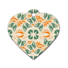 Folk Flowers Print Floral Pattern Ethnic Art Dog Tag Heart (one Side) by Eskimos