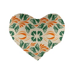 Folk Flowers Print Floral Pattern Ethnic Art Standard 16  Premium Flano Heart Shape Cushions by Eskimos