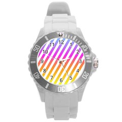 Abstract-lines-mockup-oblique Round Plastic Sport Watch (l)