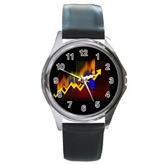 Logo-finance-economy-statistics Round Metal Watch