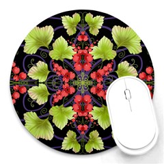 Pattern-berry-red-currant-plant Round Mousepads by Jancukart