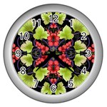 Pattern-berry-red-currant-plant Wall Clock (Silver) Front