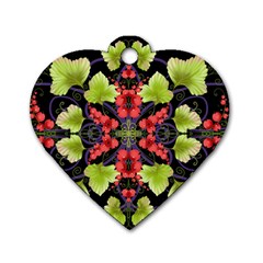 Pattern-berry-red-currant-plant Dog Tag Heart (two Sides) by Jancukart