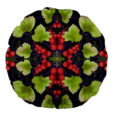 Pattern-berry-red-currant-plant Large 18  Premium Round Cushions by Jancukart