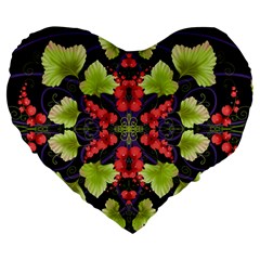 Pattern-berry-red-currant-plant Large 19  Premium Heart Shape Cushions by Jancukart