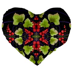 Pattern-berry-red-currant-plant Large 19  Premium Flano Heart Shape Cushions by Jancukart