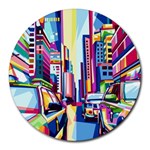 City-street-car-road-architecture Round Mousepads Front