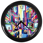 City-street-car-road-architecture Wall Clock (Black) Front