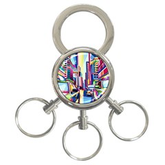 City-street-car-road-architecture 3-ring Key Chain