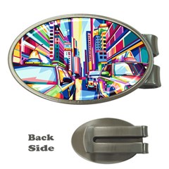 City-street-car-road-architecture Money Clips (oval) 