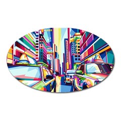 City-street-car-road-architecture Oval Magnet