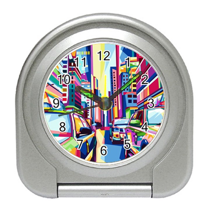 City-street-car-road-architecture Travel Alarm Clock