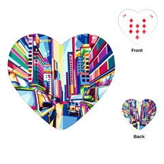 City-street-car-road-architecture Playing Cards Single Design (heart)