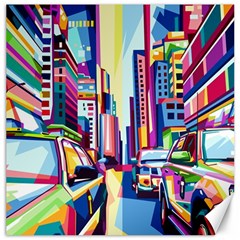 City-street-car-road-architecture Canvas 12  X 12 