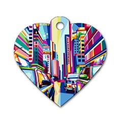 City-street-car-road-architecture Dog Tag Heart (one Side)