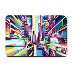 City-street-car-road-architecture Small Doormat 